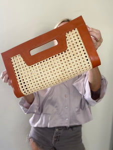 Rattan Tan Clutch