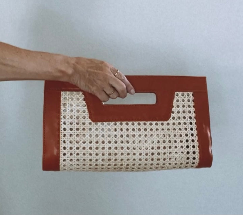 Rattan Tan Clutch