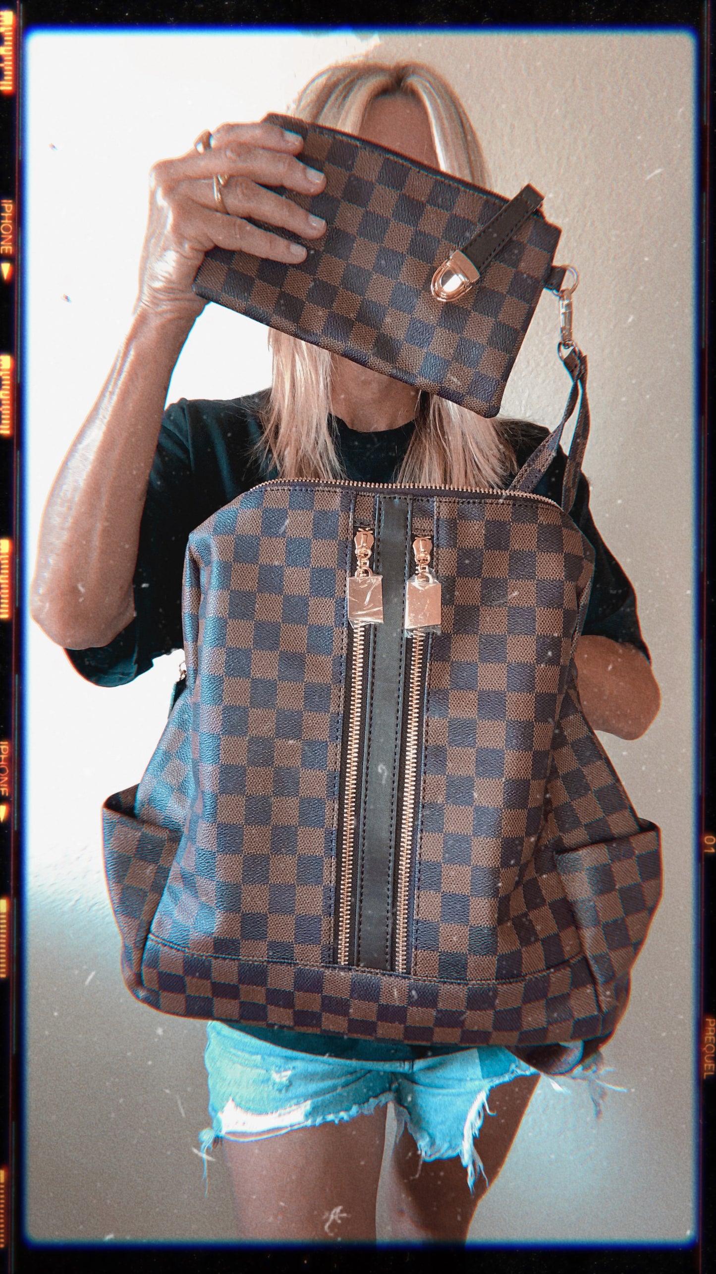 Checker Backpack + Plus Wallet